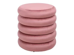 Pouf en velours rose ECAMBI - Vente-unique
