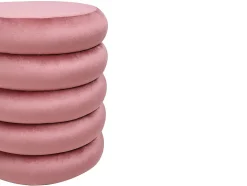 Pouf en velours rose ECAMBI - Vente-unique