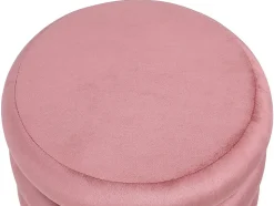 Pouf en velours rose ECAMBI - Vente-unique