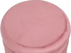 Pouf en velours rose ECAMBI - Vente-unique