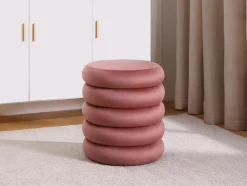 Pouf en velours rose ECAMBI - Vente-unique