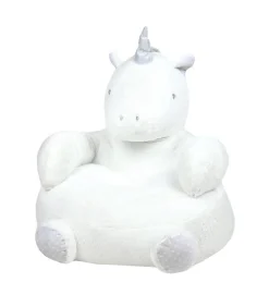 Pouf enfant licorne "Aurore" - 45x45cm - Blanc