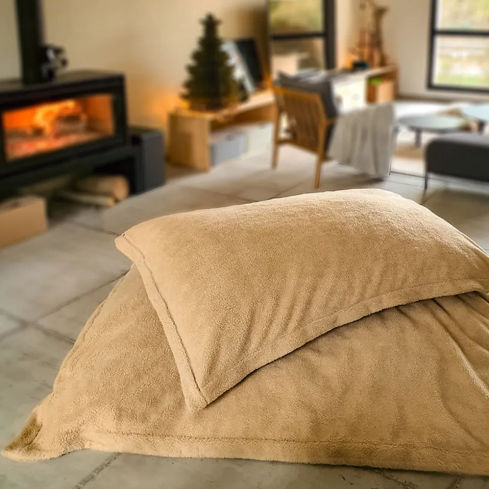 Pouf, fauteuil d'intérieur déhoussable - 90 x 140 cm - Sherpa - Bleu marine - Vivezen