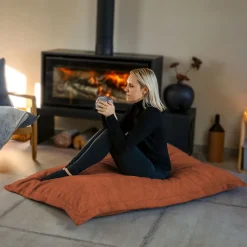 Pouf, fauteuil d'intérieur déhoussable - 90 x 140 cm - Sherpa - Terracotta - Vivezen