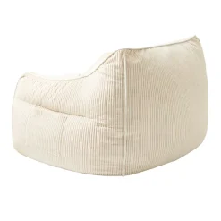 Pouf fauteuil velours côtelé BANANAIR 100x110 cm blanc cassé