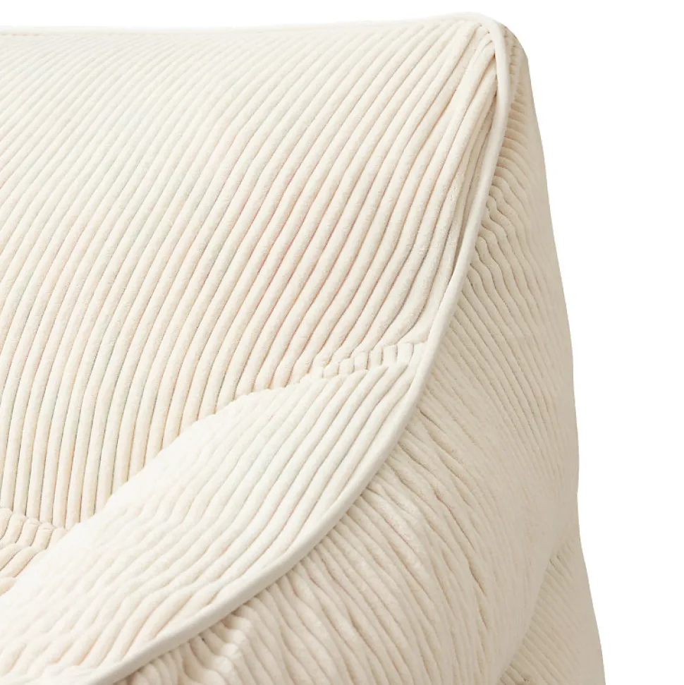 Pouf fauteuil velours côtelé BANANAIR 100x110 cm blanc cassé
