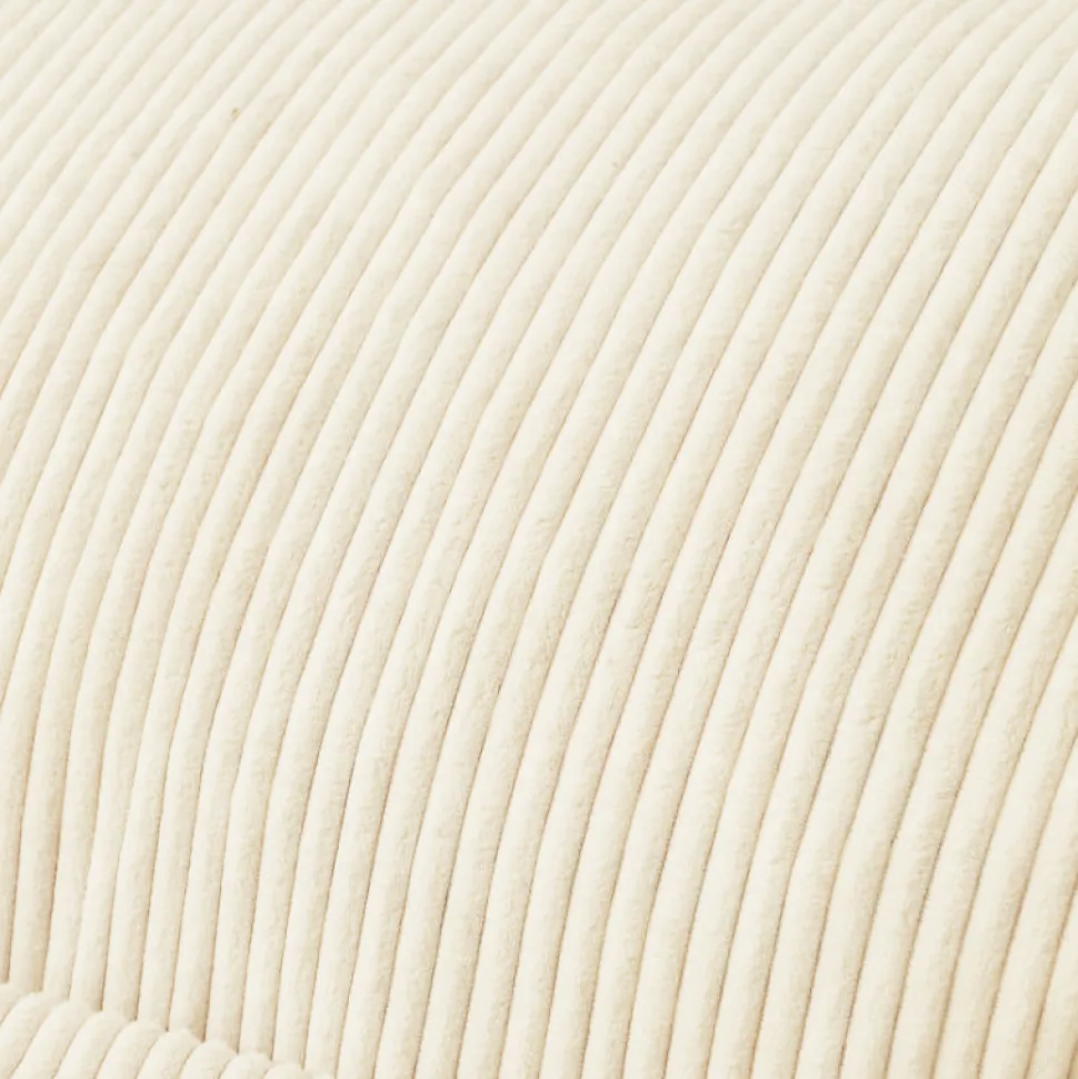 Pouf fauteuil velours côtelé BANANAIR 100x110 cm blanc cassé
