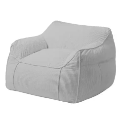Pouf fauteuil velours côtelé BANANAIR 100x110 cm gris clair