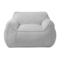 Pouf fauteuil velours côtelé BANANAIR 100x110 cm gris clair