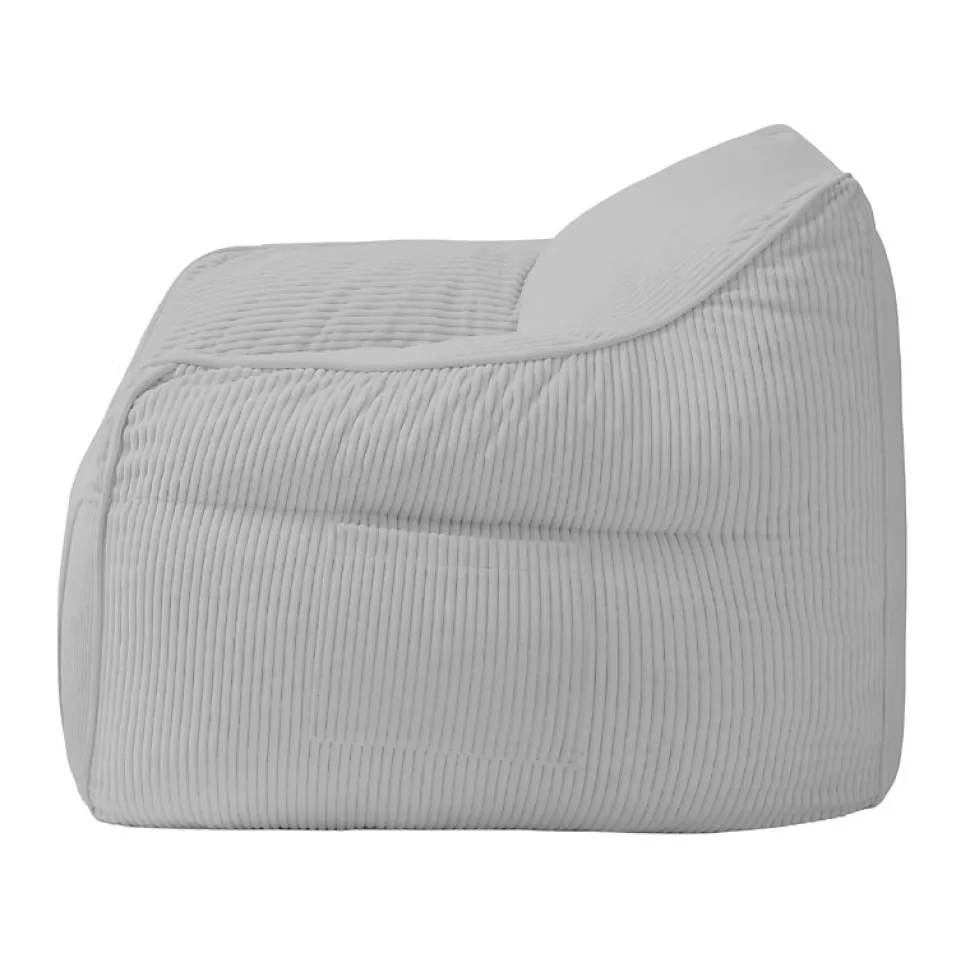 Pouf fauteuil velours côtelé BANANAIR 100x110 cm gris clair