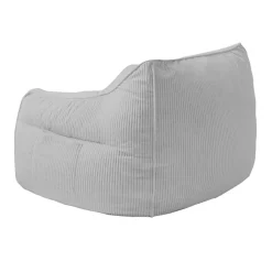 Pouf fauteuil velours côtelé BANANAIR 100x110 cm gris clair
