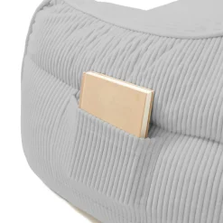 Pouf fauteuil velours côtelé BANANAIR 100x110 cm gris clair