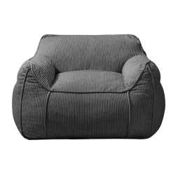 Pouf fauteuil velours côtelé BANANAIR 100x110 cm gris foncé
