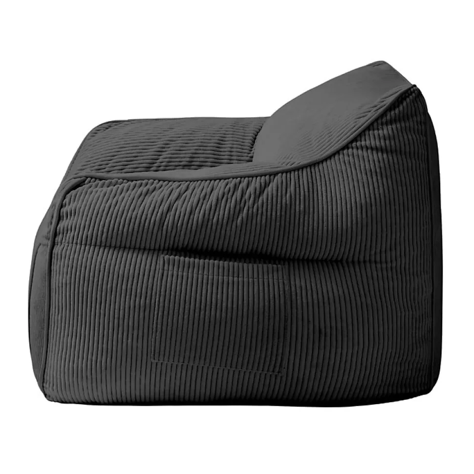 Pouf fauteuil velours côtelé BANANAIR 100x110 cm gris foncé