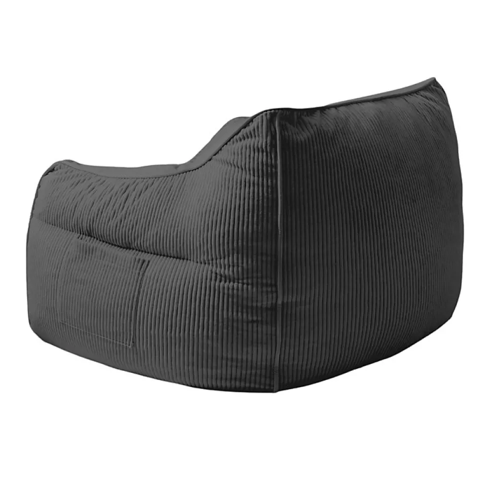 Pouf fauteuil velours côtelé BANANAIR 100x110 cm gris foncé