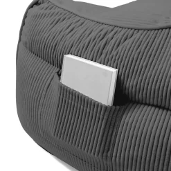 Pouf fauteuil velours côtelé BANANAIR 100x110 cm gris foncé