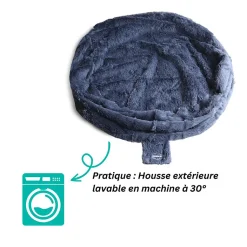Pouf géant déhoussable fausse fourrure BANANAIR 140 cm gris