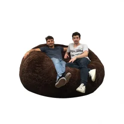 Pouf géant déhoussable fausse fourrure BANANAIR 160 cm chocolat