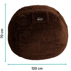 Pouf géant déhoussable fausse fourrure BANANAIR 120 cm chocolat