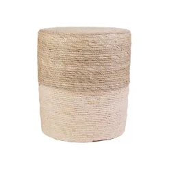 Pouf jonc de mer blue lagoon - Naturel et blanchi