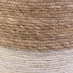 Pouf jonc de mer blue lagoon - Naturel et blanchi