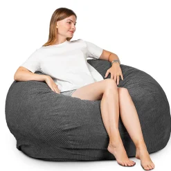 Pouf lit convertible 2en1 déhoussable en velours côtelé gris foncé