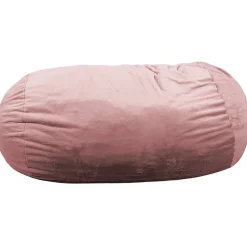 Pouf long géant déhoussable fausse fourrure rose 160 cm