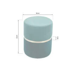 Pouf LOUISE Velours Bleu canard et Métal Doré