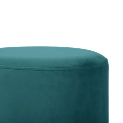 Pouf LOUISE Velours Bleu canard et Métal Doré