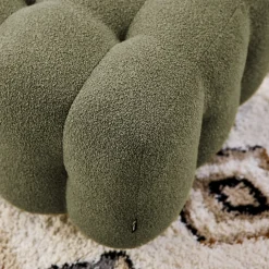 Pouf. module pour canapé. repose-pieds pour canapé 2 places en bouclette texturée kaki L 69 x P 59 x H 48cm - Leon