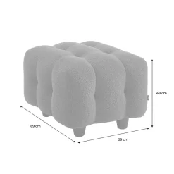 Pouf. module pour canapé. repose-pieds pour canapé 2 places en bouclette texturée kaki L 69 x P 59 x H 48cm - Leon
