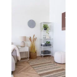 Pouf Paisley, Blanc, Polyester, 48x48x38 cm, Seven Design