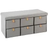 Pouf pliant double Suède gris à tiroirs - Atmosphera