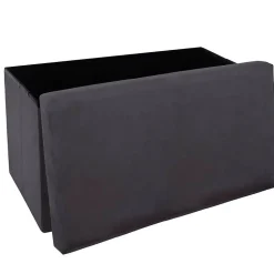 Pouf pliant double Tess gris foncé en velours - Atmosphera