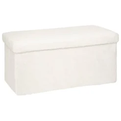 Pouf pliant Ezzio - bois - blanc - Atmosphera