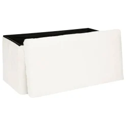 Pouf pliant Ezzio - bois - blanc - Atmosphera