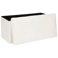 Pouf pliant Ezzio - bois - blanc - Atmosphera