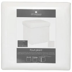 Pouf pliant Ezzio - bois - blanc - Atmosphera