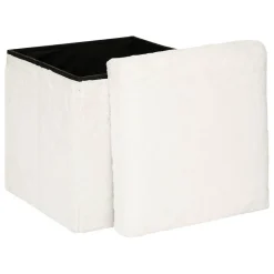 Pouf pliant Ezzio - bois - blanc - Atmosphera
