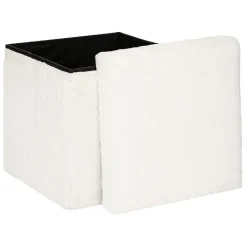 Pouf pliant Ezzio - bois - blanc - Atmosphera