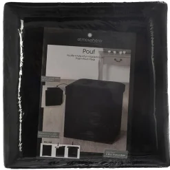 Pouf pliant Lysandre noir effet velours - Atmosphera