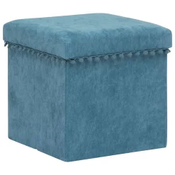 Pouf pliant Mémo 40x38cm bleu canard - Atmosphera