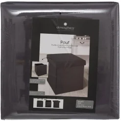 Pouf pliant Tess gris foncé en velours - Atmosphera