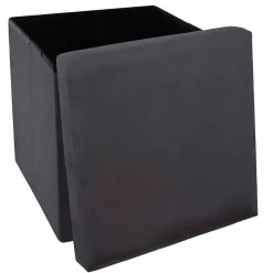 Pouf pliant Tess gris foncé en velours - Atmosphera