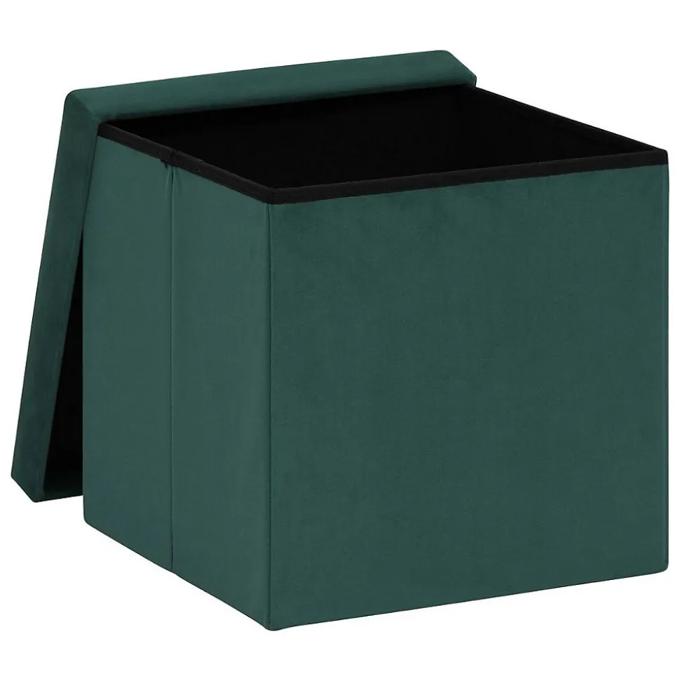 Pouf pliant Tess 38x38cm vert cèdre - Atmosphera