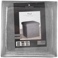 Pouf pliant Tomaz gris clair - Atmosphera