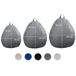 Pouf poire déhoussable BANANAIR 80 x 70 cm gris foncé