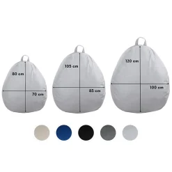 Pouf poire déhoussable en polyester BANANAIR 80 x 70 cm gris