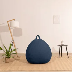 Pouf poire déhoussable velours côtelé BANANAIR 105x85 cm bleu foncé