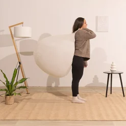 Pouf poire déhoussable velours côtelé BANANAIR 105x85 cm beige